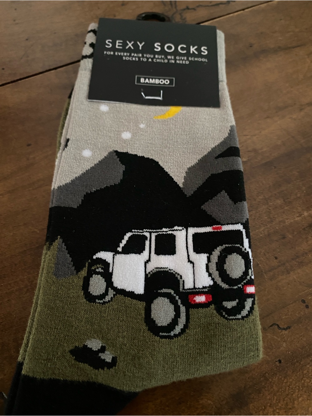 Sexy Socks Men’s Crew Socks - Olive/Gray Jeep Graphic